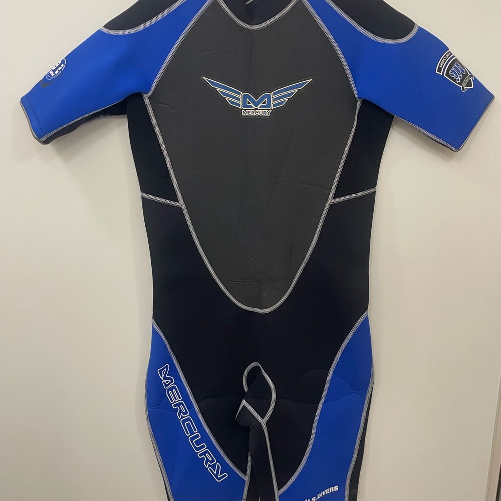 Men's Blue and Black Swim Wetsuit